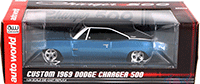 Show product details for Auto World - Dodge Charger 500 Sportroof (1969, 1/24 scale diecast model car, Blue) AW24005