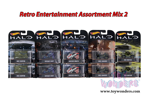Mattel Hot Wheels - Retro Entertainment Mix 2 HALO Assortment (1/64 scale diecast model car, Asstd.) DMC55/956B
