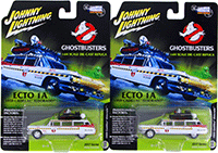 Round 2 Johnny Lightning - Silver Screen Machines | Ghostbusters' ECTO 1A Cadillac® ElDorado™ Hard Top (1959, 1/64 scale diecast model car, White/Red) JLSS004/24