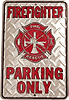 Show product details for Metal Sign: Firefighter Parking Only Sign SPSFMD