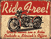 Show product details for Tin Sign: Ride Free sign TD1699