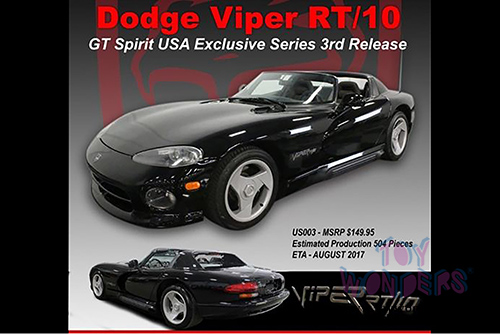 GT Spirit USA Exclusive - Dodge Viper RT/10 Convertible (1/18 scale resin model car, Black) US003