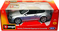 Show product details for BBurago Diamond - Bentley Continental Supersports Convertible w/ Top Up (1/18 scale diecast model car, Silver) 11037