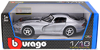 BBurago - Dodge Viper GTS Coupe Hard Top (1/18 scale diecast model car, Silver) 12041SV