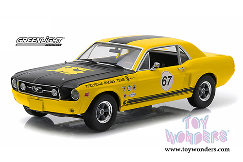 Greenlight Racing Tribute - Ford Mustang Hard Top #67 Terlingua Racing Team (1967, 1/18 scale diecast model car, Yellow w/ Black Stripes) 12934