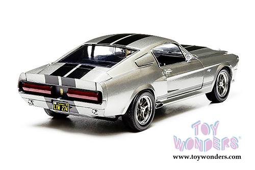 Greenlight Hollywood - Eleanor from "Gone in 60 Seconds" - Custom Ford Mustang Polished Metal Edition Hard Top (1967, 1/18 scale diecast model car, Metal w/ Black Stripes) 12959