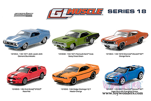 Greenlight - GL Muscle Series 18 Assortment (1/64 scale diecast model car, Asstd.) 13180/48