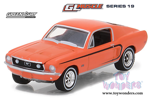 Greenlight - GL Muscle Series 19 | Ford Mustang GT Hard Top (1968, 1/64 scale diecast model car, Madagascar Orange) 13190A/48