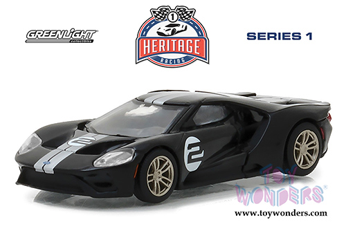 Greenlight - Ford GT Racing Heritage Series 1 | 1966 Ford GT40 Mk II Tribute #2 (2017, 1/64 scale diecast model car, Black) 13200A/48