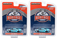 Show product details for Greenlight - Ford GT Racing Heritage Series 1 | 1966 Ford GT40 Mk II Tribute #1 (2017, 1/64 scale diecast model car, Light Blue) 13200B/48