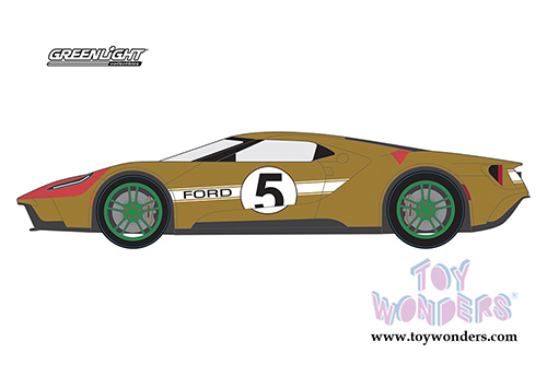 Greenlight - Ford GT Racing Heritage Series 1 | 1966 Ford GT40 Mk II Tribute #5 (2017, 1/64 scale diecast model car, Gold) 13200C/48