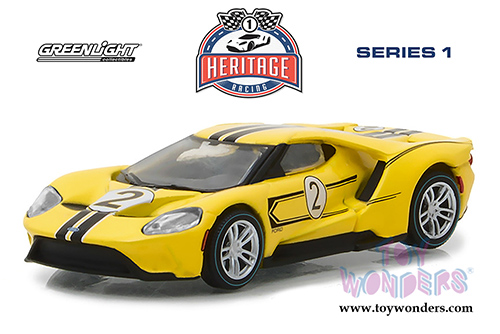 Greenlight - Ford GT Racing Heritage Series 1 | 1967 Ford GT40 Mk IV Tribute #2 (2017, 1/64 scale diecast model car, Yellow) 13200E/48