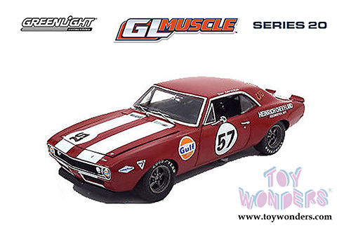 Greenlight - GL Muscle Series 20 | Chevrolet® Camaro® Z/28® #57 Heinrich Chevy-Land Hard Top (1967, 1/64 scale diecast model car, Red) 13210A/48