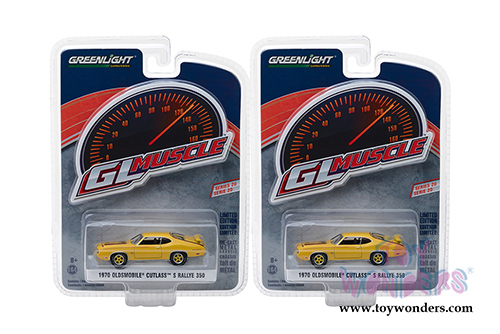 Greenlight - GL Muscle Series 20 | Oldsmobile® Cutlass™ Rallye 350 Hard Top (1970, 1/64 scale diecast model car, Sebring Yellow) 13210C/48