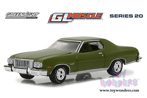 Greenlight - GL Muscle Series 20 | Ford Gran Torino® Hard Top (1976, 1/64 scale diecast model car, Dark Green Metallic) 13210D/48
