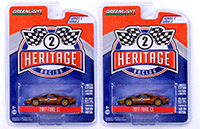 Show product details for Greenlight - Ford GT Racing Heritage Series 2 | Ford GT #4 Tribute to 1966 Ford GT40 Mk II (2017, 1/64 scale diecast model car, Brown) 13220A/48