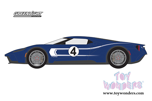 Greenlight - Ford GT Racing Heritage Series 2 | Ford GT #4 Tribute to 1967 Ford GT40 Mk IV (2017, 1/64 scale diecast model car, Blue/White) 13220C/48