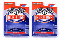 Show product details for Greenlight - Ford GT Racing Heritage Series 2 | Ford GT #4 Tribute to 1967 Ford GT40 Mk IV (2017, 1/64 scale diecast model car, Blue/White) 13220C/48