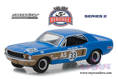 Greenlight - Ford GT Racing Heritage Series 2 | Ford Mustang AS #33 John McComb Trans Am (1968, 1/64 scale diecast model car, Continental Divide Blue) 13220E/48