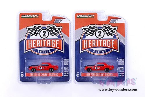 Greenlight - Ford GT Racing Heritage Series 2 | Ford Mustang Shelby® TA #1 Jerry Titus/Ronnie Bucknum (1968, 1/64 scale diecast model car, Red/Black) 13220F/48