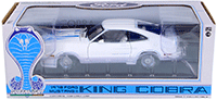 Show product details for Greenlight - Ford Mustang II King Cobra Hard Top (1978, 1/18 scale diecast model car, White with Blue) 13508