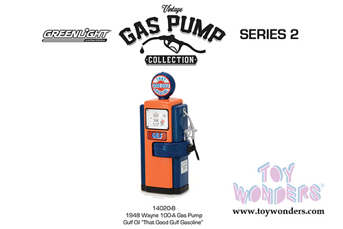 Greenlight - Vintage Gas Pumps Series 2 | 1948 Wayne 100-A Gulf Oil Gas Pump (1/18 scale diecast model, Orange/Blue) 14020B/24