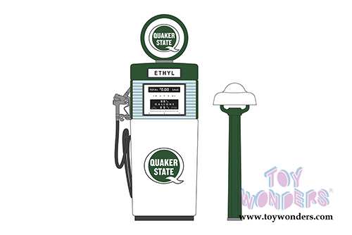 Greenlight - Vintage Gas Pumps Series 5 | 1951 Wayne 505 Quaker State Gas Pump with Pump Light (1/18 scale diecast model, Green) 14050A