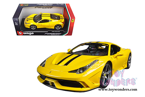 BBurago Ferrari Race & Play - Ferrari 458 Speciale Hard Top (1/18 scale diecast model car, Yellow) 16002YL