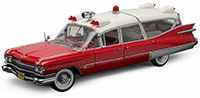 Show product details for Greenlight Precision Collection - Cadillac Ambulance Hard Top (1959, 1/18 scale diecast model car, Red/White) 18001