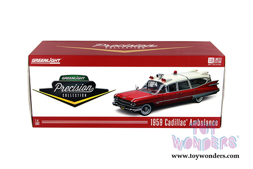 Greenlight Precision Collection - Cadillac Ambulance Hard Top (1959, 1/18 scale diecast model car, Red/White) 18001
