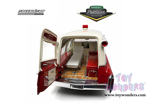 Greenlight Precision Collection - Cadillac Ambulance Hard Top (1966, 1/18 scale diecast model car, Red/White) 18003