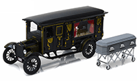 Greenlight Precision Collection - Ford Model T Ornate Carved Hearse with Coffin (1921, 1/18 scale diecast model car, Black) 18013BK