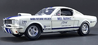 Show product details for Acme - Mel Burns Drag Shelby® GT350® AHRA Record Holder (1965, 1/18 scale diecast model car, White w/Blue stripes) 1801811