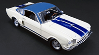 Show product details for Acme - Shelby® GT350® Prototype with Vinyl Top (1966, 1/18 scale diecast model car, White w/Blue stripes) 1801818