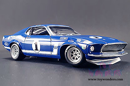 Acme - Team Shelby's #1 Boss 302 Trans Am Mustang 1969 Lime Rock Race Winner Driven by Sam Posey (1969, 1/18 scale diecast model car, Blue) 1801819