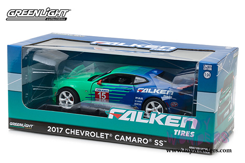 Greenlight - Chevrolet® Camaro® SS™ Falken Tires Hard Top (2017, 1/24 scale diecast model car, Green/Blue) 18241