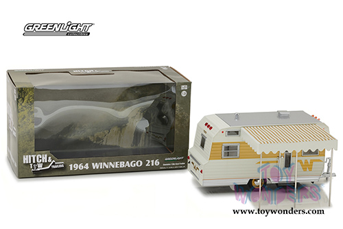 Greenlight - Hitch & Tow Trailers Series 2 | Winnebago 216 Trailer (1964, 1/24 scale diecast model car, White w/Gold) 18420B/12