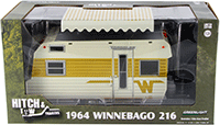 Show product details for Greenlight - Hitch & Tow Trailers Series 2 | Winnebago 216 Trailer (1964, 1/24 scale diecast model car, White w/Gold) 18420B/12