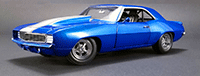 Show product details for GMP - 1320 Drag Kings | Chevrolet® Camaro® Hard Top (1969, 1/18 scale diecast model car, Metallic Blue) 18876