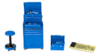 Show product details for Motorhead Miniatures - Tire Brigade 4 Piece Tool Set (1/18 scale, Blue) 190