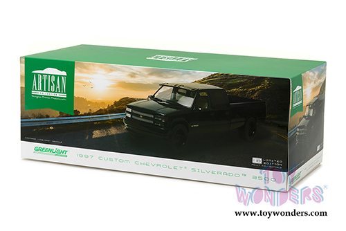 Greenlight - Artisan Custom Chevrolet® C-3500 Crew Cab Silverado™ Pickup Truck (1997, 1/18 scale diecast model car, Black) 19016