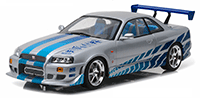 Greenlight - Artisan Fast & Furious - Nissan Skyline GT-R - 2 Fast 2 Furious (1999, 1/18 scale diecast model car, Silver/Blue) 19029