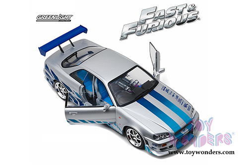 Greenlight - Artisan Fast & Furious - Nissan Skyline GT-R - 2 Fast 2 Furious (1999, 1/18 scale diecast model car, Silver/Blue) 19029