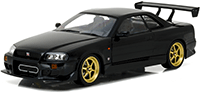 Show product details for Greenlight - Artisan Nissan Skyline GT-R R34 Hard Top (1999, 1/18 scale diecast model car, Black) 19030