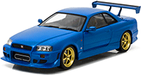 Show product details for Greenlight - Artisan Nissan Skyline GT-R R34 Hard Top (1999, 1/18 scale diecast model car, Bayside Blue) 19032