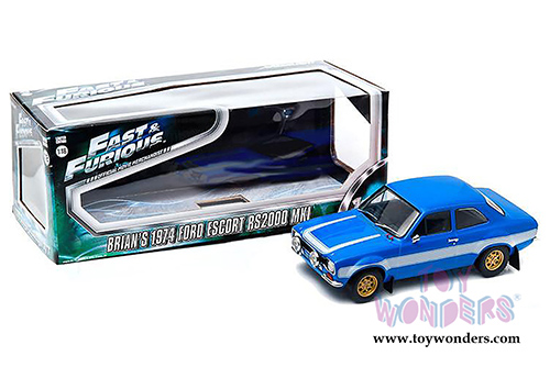 Greenlight Fast & Furious - Brian's Ford Escort RS2000 MKI Hard Top (1974, 1/18 scale diecast model car, Blue) 19038