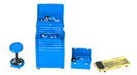 Show product details for Motorhead Miniatures - Tire Brigade 4 Piece Tool Set (1/24 scale, Blue) 192