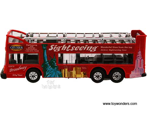 NYC Sightseeing Double Decker Bus Open Top (6", Red and Blue) 2168D