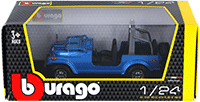 Show product details for BBurago - Jeep Wrangler (1/24 scale diecast model car, Blue) 22033BU