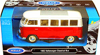 Show product details for Welly - Volkswagen Classical Bus (1962, 1/24 scale diecast model car, Red & Beige) 22095WR